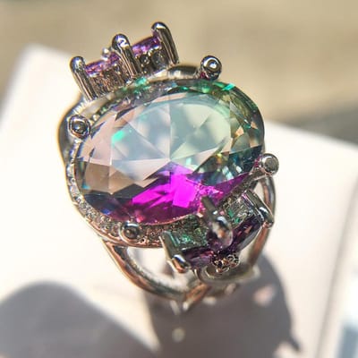 Europe et États-Unis Nouvelle Mode Bague Zircon Coloré de Haute Qualité Cuivre Bague Diamant Boutique No. 9 gray