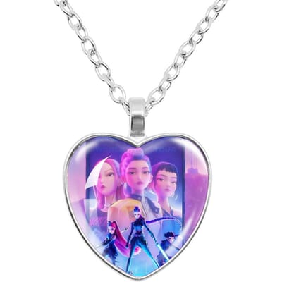 K-POP Demon Hunters Hart Tijd Edelsteen Ketting Schattige Cartoon Sieraden voor Fans Perfect Verjaardag Vakantie Cadeau voor Meisjes white