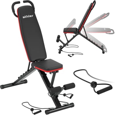 Athler Gorilla 15 Fitnessbank - Multifunctionele Trainingsbank - Verstelbare Halterbank 3-in-1 - Zwart