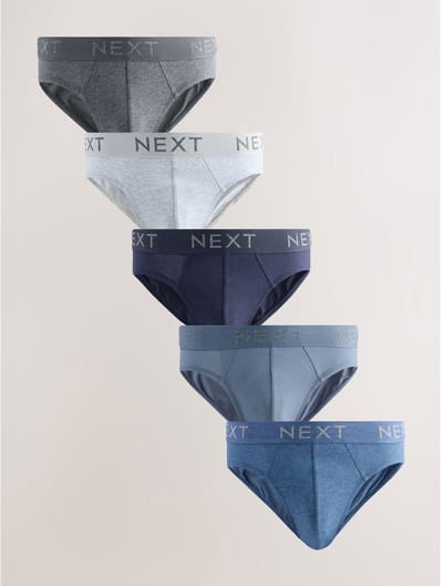 Next - Heren - Set van 5 katoenrijke slips - Blauw