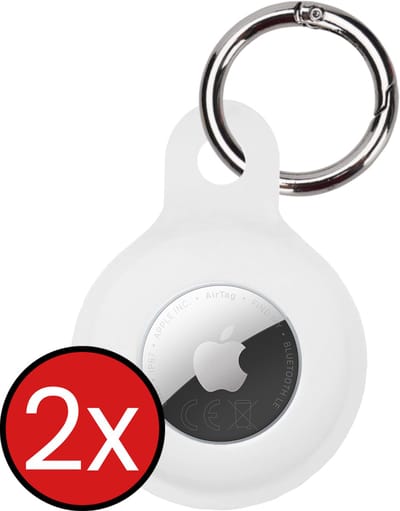 Hoesje Geschikt voor Apple AirTag 2 Sleutelhanger Hoesje Siliconen Hanger - Hoesje Geschikt voor Apple AirTag 2e generatie Hanger Sleutelhanger Hoesje - Wit - 2 PACK
