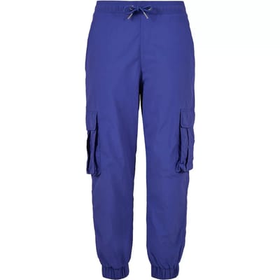 Urban Classics - High Waist Crinkle Nylon Cargobroek - S - Blauw/Paars