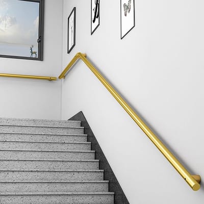 Ronde Buis Leuning - Trapleuning Set - Veiligheid Trap - Wandmontage Ontwerp - 150cm Lengte - Zwart