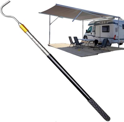 RV Luifel Stok - Telescopische Uitschuifstok - Luifel Uittrekken - Verstelbaar tot 152 cm - 39-152 cm - Zilver/Zwart