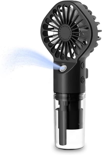 Verpakking van 1 stuk - Handventilator - Tafelventilator - Waternevelventilator - 4 snelheidsstanden - Type-C opladen - Draagbaar - Geschikt voor gebruik binnenshuis, op school, op reis, tijdens kamperen, bij het aanbrengen van make-up, enz. - Zwart