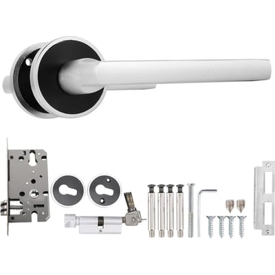 Poignée de porte durable de style européen Avant Arrière Levier Serrure Cylindre avec Clés Aluminium white