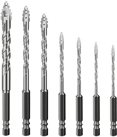Tegelboorset - Metaalboor glasboor - Precisie boren - Viersnedige zaagtand - 7-delig 3-12mm - Metaalkleur