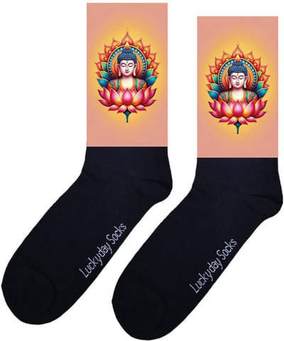 Luckyday Socks - Unisex sokken - Gautama Budda lotus - cadeau sokken - Maat 37-44