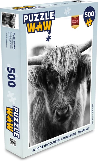 Puzzel Schotse Hooglander - Koe - Gras - Dieren - Natuur - Legpuzzel - Puzzel 500 stukjes