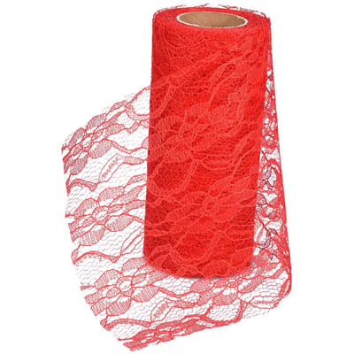 10 Yard Lange Huwelijksfeest Decoratie Tafel Loper Stoel Sjerp Bloemenkant Tule Rol (Wit) Red