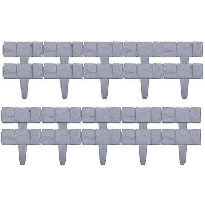Tuinhek Rand Plastic Steen Effect Bloembed Gras Gazon Plant Decoratieve Randpanelen 10 STUKS