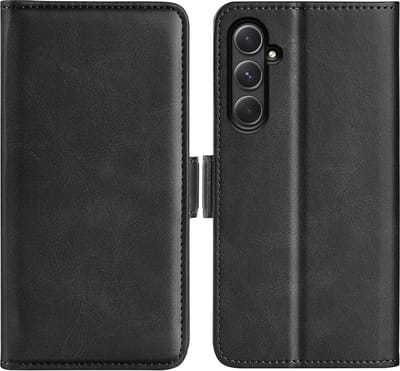 MobyDefend Hoesje - Geschikt voor Samsung Galaxy A55 - Luxe Wallet Book Case (Sluiting Zijkant) - Zwart