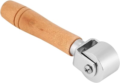 Dailygoods- Edge Creaser - Houten Handvat - Koolstofstaal Roller - 100mm/60mm/26mm - Zilverkleurig - Voor Leerbewerking - Leerdrukrol