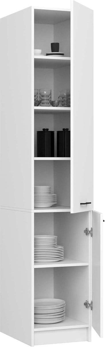 Smalle Keukenpantry Kast 40 cm Breed Hoge Voorraadkast Wit/Eiken Sonoma