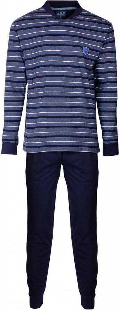 MEQ Heren Pyjama - Pyjama Set - 100% Gekamde Katoen - Blauw - Maat S