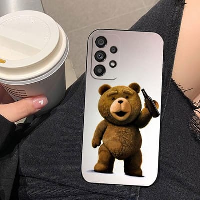 Stout Schattige Beer Telefoonhoesje Voor Samsung A73 A72 A71 A57 A56 A55 A54 A53 A52 A51 A37 A36 A33 A32 A35 A23 A22 A16 A15 A14 Hoesje Samsung A73 4G 5G