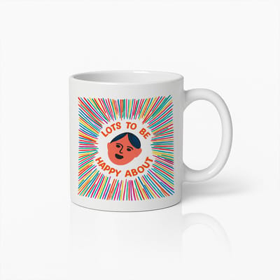 Lots to Be Happy About Mok 330ml – Kleurrijke Positieve Quote Koffiebeker – Opbeurend Cadeau voor Vrienden & Familie