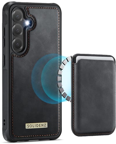 Solidenz hoesje - Geschikt voor Samsung Galaxy S26 - Backcover met Magnetische Pasjeshouder geschikt voor MagSafe - Zwart