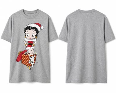 Betty Boop Santa unisex t-shirt medium - Grijs - 100% katoen