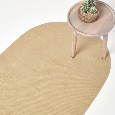 Homescapes Handgeweven gevlochten vloerkleed in beige, 50 x 80 cm