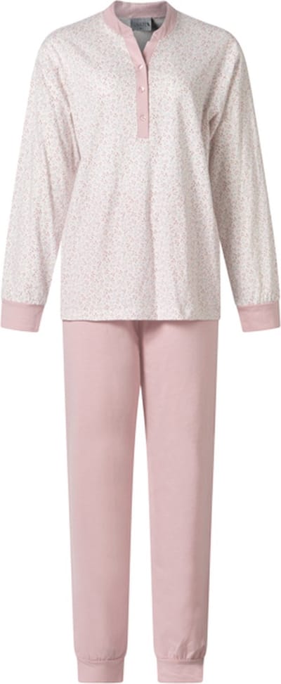 Lunatex - dames pyjama 124232 - wit met roze - maat XL