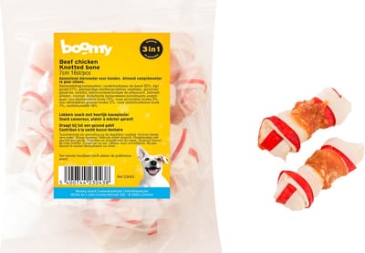 Boomy - Hondensnacks - Hondensnoepjes - Kauwbot hond - Geknoopt bot met rund en kip - 7cm - 16stuks