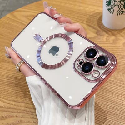 Modieuze Magnetische Hoesjes Voor iPhone 15 14 13 12 11 Pro Max Plus Voor Magsafe Hoes Plating Transparant Zacht Siliconen Draadloos Opladen Cover For iPhone 13