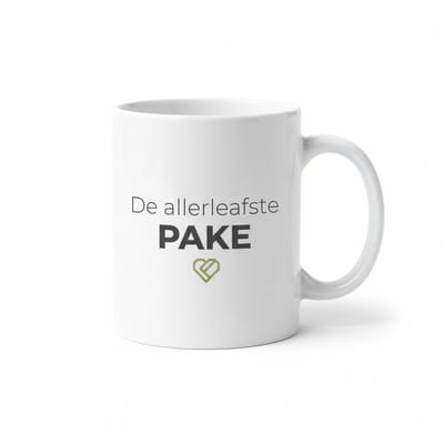 “De Allerliefste Pake” Mok – Lief Cadeau voor Opa – Witte Keramische Koffiemok 330 ml
