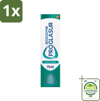 1 x Sensodyne - Tandpasta - Proglasur Fresh & Clean - Dagelijkse Bescherming - 75 ml - Tandpasta - Tanderosie - Glazuurslijtage - Bescherming Tegen Zuren - Gevoeligheid