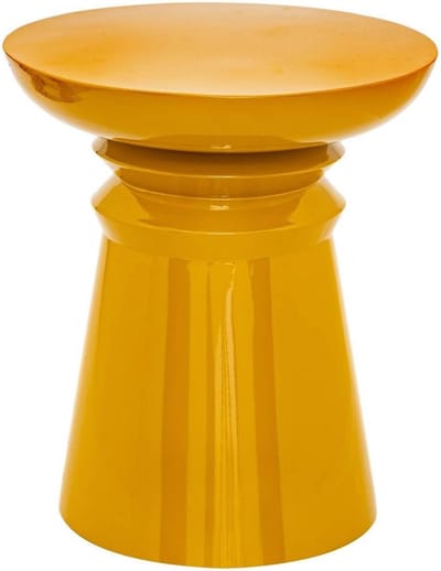 Bijzettafel - Tafeltje Metaal - Decoratie Plaatsen - Robuust Staal - Ø 38 cm - Mosterdgeel