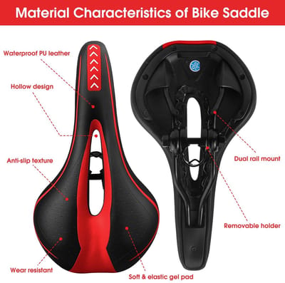 Dailygoods- Fietszadel Ergonomisch - Comfortabel Traagschuim - Waterdicht PU-leer - Universeel - Geschikt voor Heren/Dames - Eenvoudig te Monteren - Fietsstoel