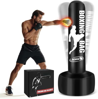 Dailygoods - Bokszak voor volwassenen, 180 cm, opblaasbare bokszak, staand, vrijstaand, kickbokszakken, uitrusting voor training, MMA, Muay Thai, fitness