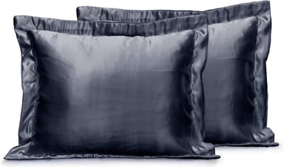 Eleganzzz Skin Care Kapselsloop - Satijnen Kussensloop - Anthracite - Kussenslopen 60x70cm Set van 2 - Oxford Rand - Beauty Kapselsloop