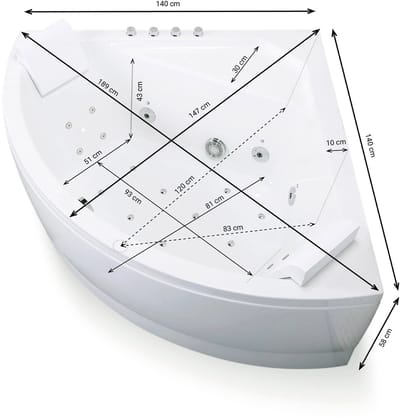 SPALINA - Whirlpool bad - Selonia Wave, 140 x140 x58 cm, Wit