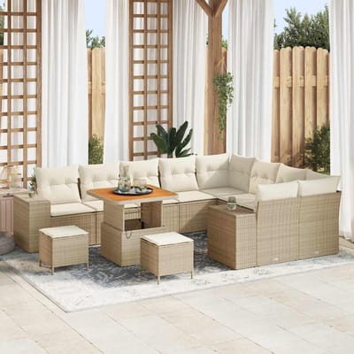 vidaXL - Tuinbank - Set - 12 - st - 9-Aantal - zitplaatsen - Beige - en - Crème