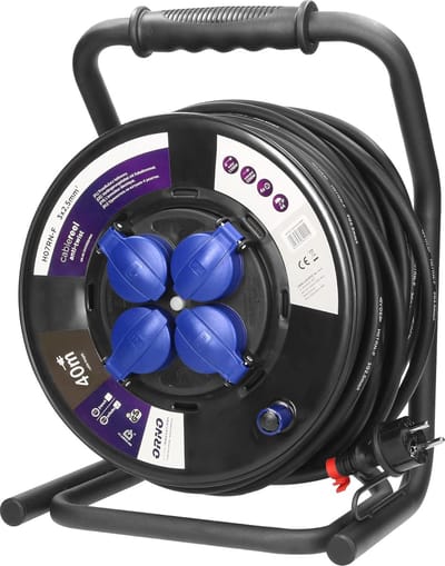 Kabelhaspel Buiten 30m 4-Voudig IP44 3200W met Anti-Twist Systeem