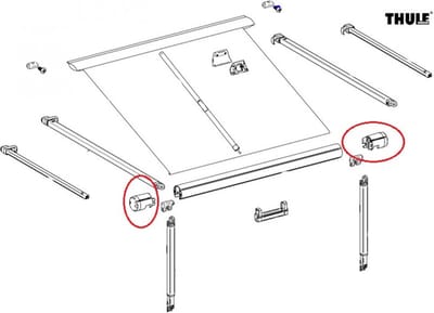 Thule Eindkap Roller Tube LH+RH 1200