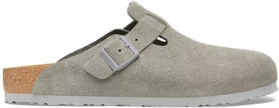 Birkenstock - Boston Suède Stone Coin Grijs Smal Voetbed - Maat 37
