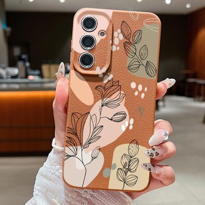 Lijn Bloemen Hoesje Voor Samsung Galaxy A55 A54 A35 A25 A15 5G A16 A53 A52 A34 A14 S20 S21 FE S22 S23 S24 Ultra Capa A56 A26 A36 S25 For Samsung Galaxy S22 brown
