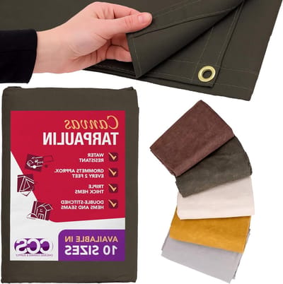 Waterdicht Canvas Zeil - Robuuste Tarp - Outdoor Bescherming - Versterkte Randen - 2.4 x 3 Meter - Olijfgroen