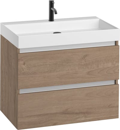 Saqu Gaia Badkamermeubel Set - 80x52 cm - Voorgemonteerd - Bruin - Wastafelmeubel - Badmeubel