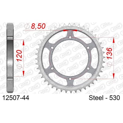 Stalen tandwiel Afam 530 44 dents