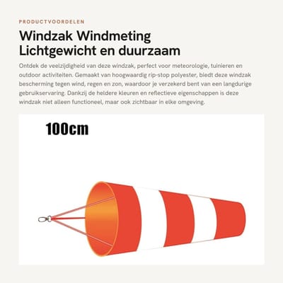 Dailygoods - Windzak - Windmeting - Lichtgewicht en duurzaam - Rood/wit - Tuin en buiten - Weerbestendig - 60/80/100cm