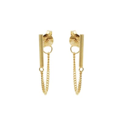 Karma oorbel Chain Tubes Round Silver Goldplated-M1809
