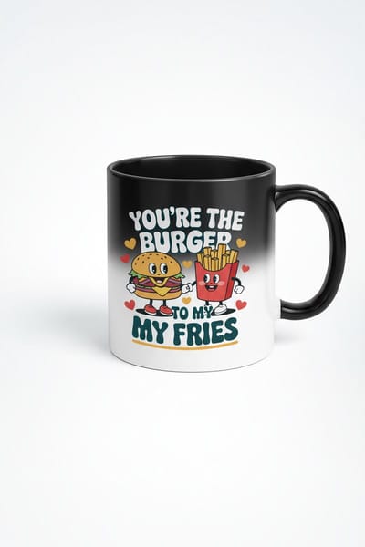 Magische Mok 'You're the Burger to my Fries' | Romantisch Burger & Friet Cadeau