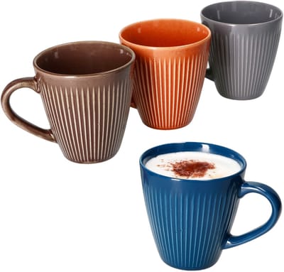 4-delig bekerenset AMOR in terracotta, blauw, bruin en grijs – 78895