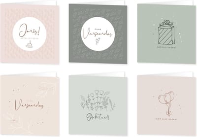 Maan Amsterdam Wenskaarten Verjaardag Feest - collectie Eclipse - Set van 6 dubbele kaarten - Inclusief enveloppen