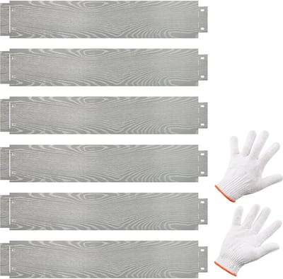 COSTWAY Grasrand, 6-delige gazonrand, verzinkt metaal, 6 m lang, maaikansluiting, doe-het-zelf bloembed, tuinbed, voor gazon, trottoirs, terras, zilver (110 x 20 cm)