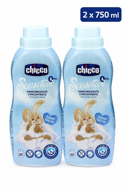 Chicco Sensitive Wasverzachter Sweet Talcum – 0+ Maanden – Geconcentreerde Baby Wasverzachter – Hypoallergeen – 2 x 750 ml