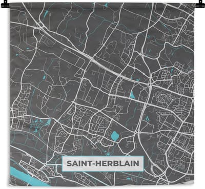 Wandkleed - Wanddoek - Saint-Herblain - Plattegrond - Stadskaart - Kaart - Frankrijk - 180x180 cm - Wandtapijt
